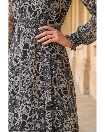 Roman Floral Rose Midi Dress