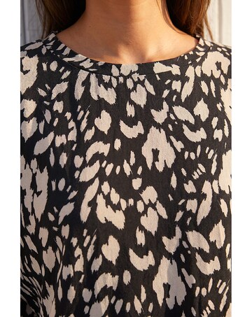 Roman Abstract Print Shirred Hem Top