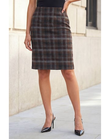 Roman Brushed Check Pencil Skirt