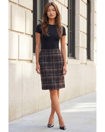 Roman Brushed Check Pencil Skirt