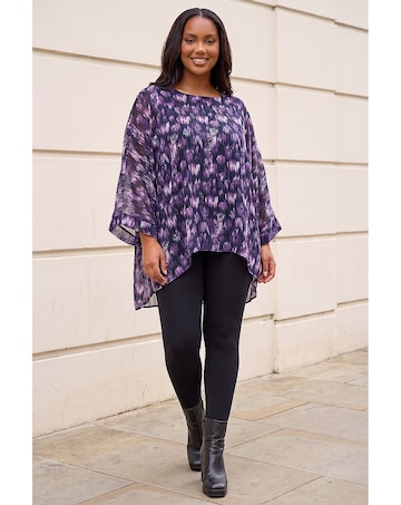 Roman Curve Swirl Print Metallic Top