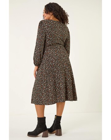 Roman Curve Spot Twist Stretch Dress