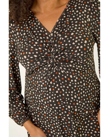Roman Curve Spot Twist Stretch Dress