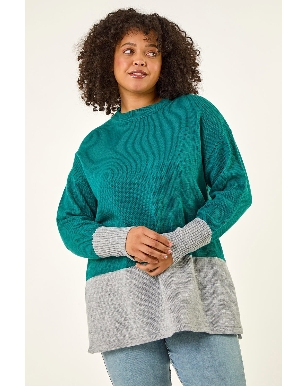 Roman Curve Colour Block Knit Jumper