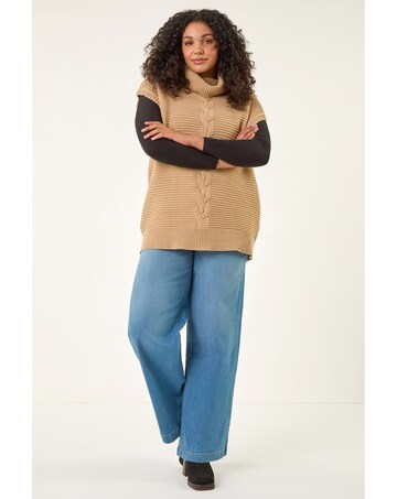 Roman Curve High Neck Tabard Knit Top