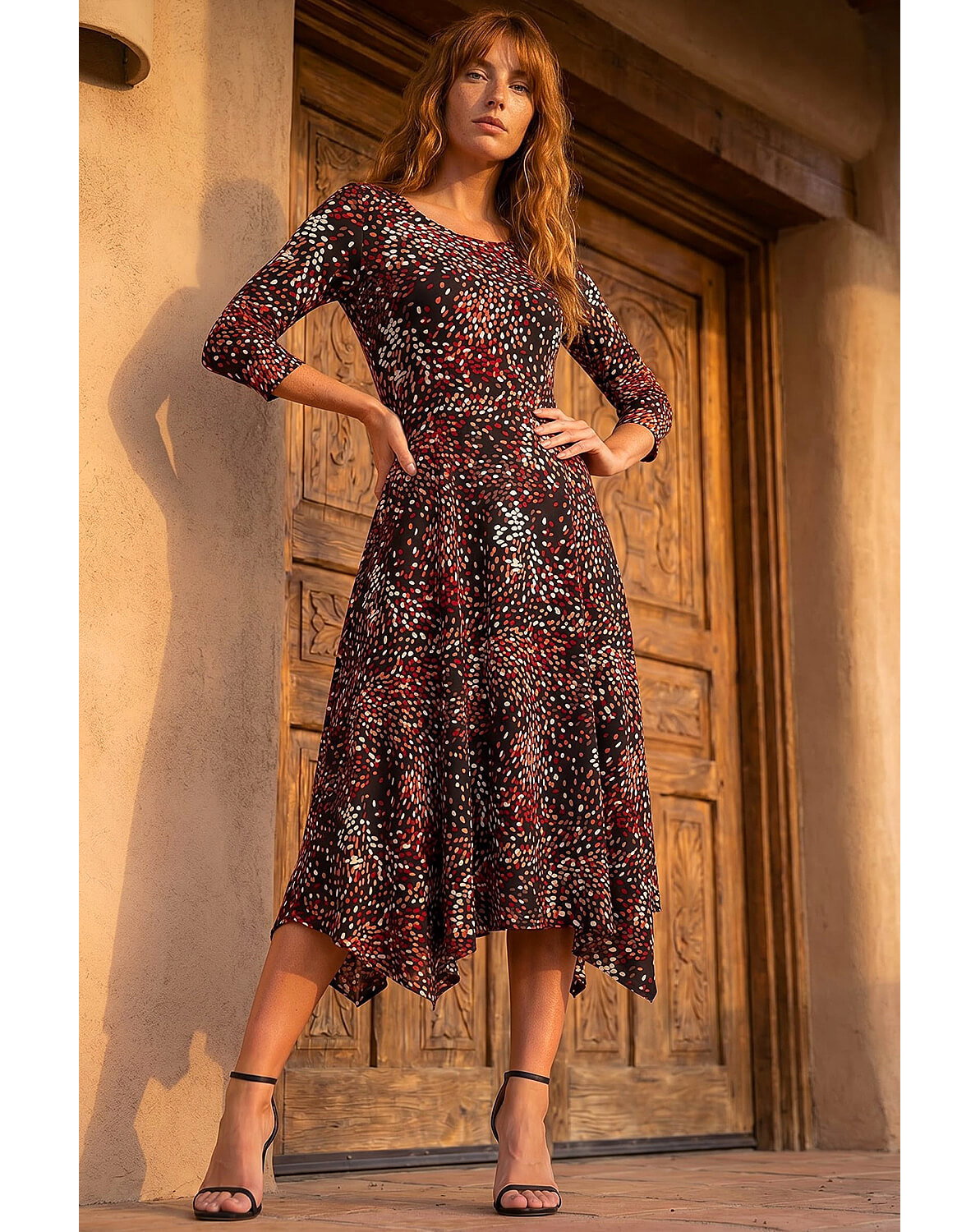 Roman Speckled Hanky Hem Dress