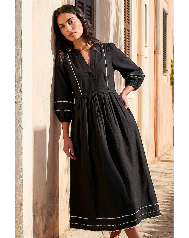 Roman Ric Rac Collared Midi Dress