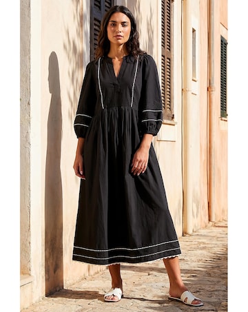 Roman Ric Rac Collared Midi Dress