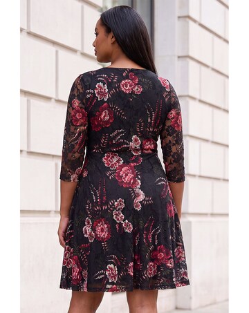 Roman Curve Floral Print Lace Dress
