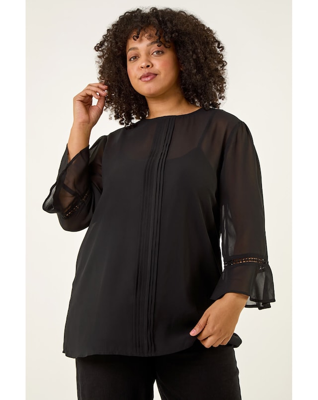 Roman Curve Pintuck Pleat Top
