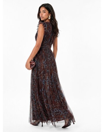 Anaya Animal Print Tulle Maxi Dress