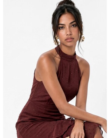 Anaya Halter Neck Ruffle Maxi Dress