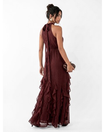 Anaya Halter Neck Ruffle Maxi Dress