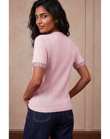 Roman Embellish Trim Knitted Top