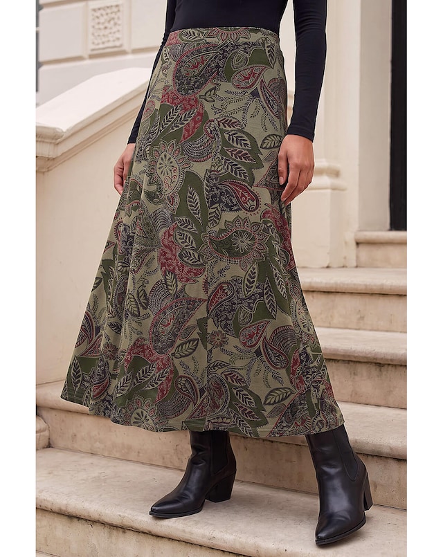 Roman Paisley Print Skirt