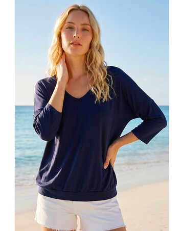 Roman Bubble Hem V-Neck Top