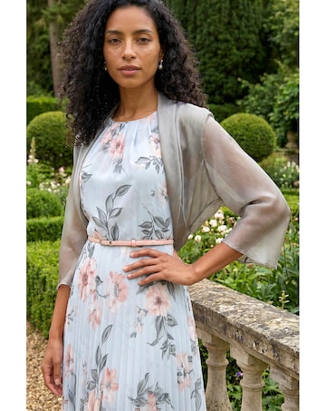 Roman 3/4 Sleeve Ruched Chiffon Bolero