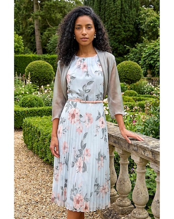 Roman 3/4 Sleeve Ruched Chiffon Bolero