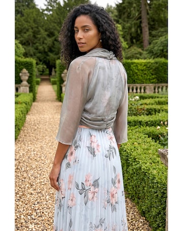 Roman 3/4 Sleeve Ruched Chiffon Bolero