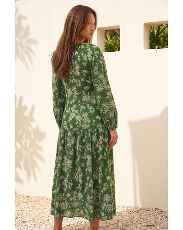 Roman Floral Keyhole Tie Midi Dress
