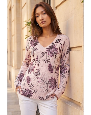 Roman V-Neck Floral Print Jumper