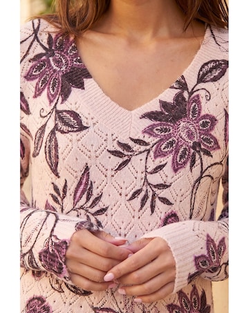 Roman V-Neck Floral Print Jumper