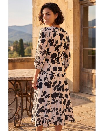 Roman Floral Pleated Midi Dress