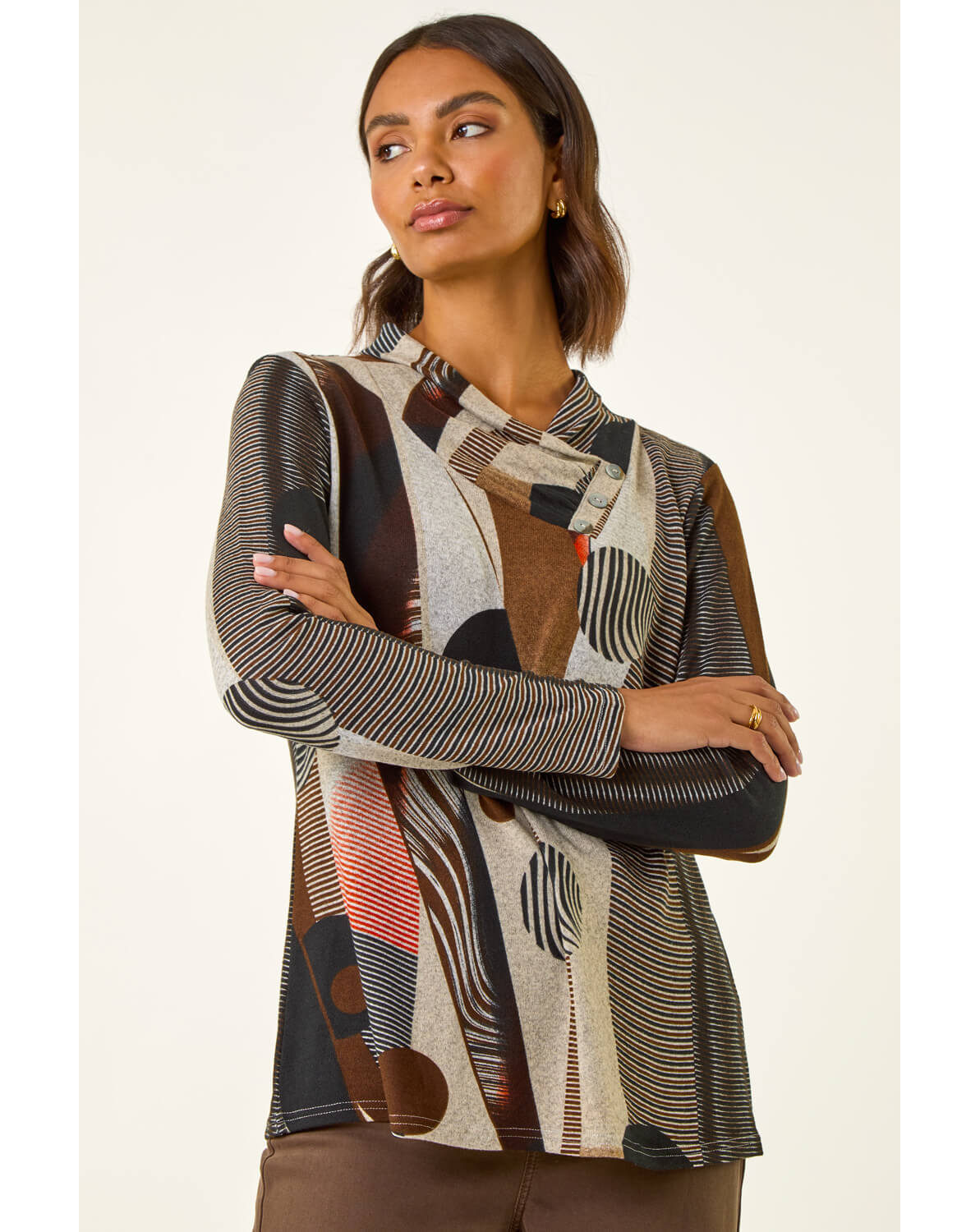 Roman Abstract Print Snit Top