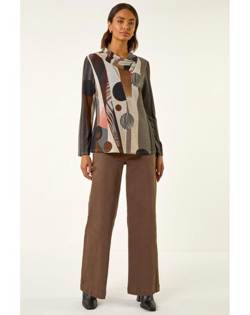 Roman Abstract Print Snit Top
