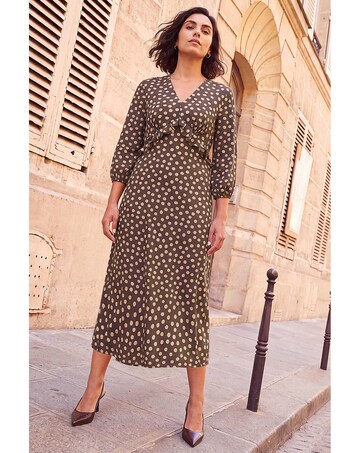 Roman Frill Polka Dot Midi Dress