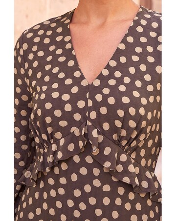 Roman Frill Polka Dot Midi Dress