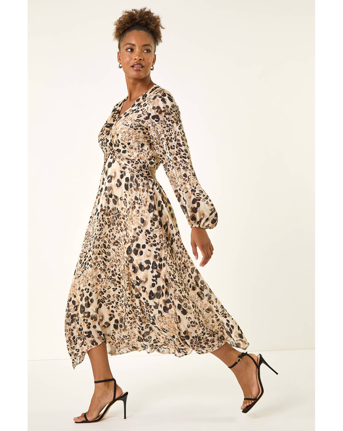 Roman Animal Print Twist Front Dress