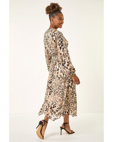 Roman Animal Print Twist Front Dress