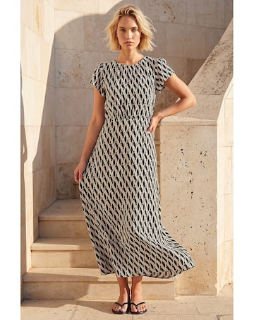Roman Abstract Geo Print Midi Dress