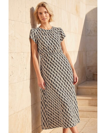 Roman Abstract Geo Print Midi Dress