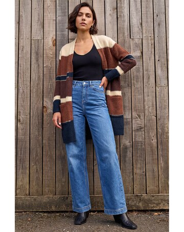 Roman Block Longline Knit Cardigan