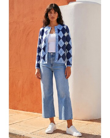 Roman Argyle Buttoned Knit Cardigan
