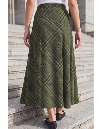Roman Print Check Midi Skirt