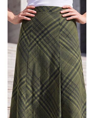 Roman Print Check Midi Skirt