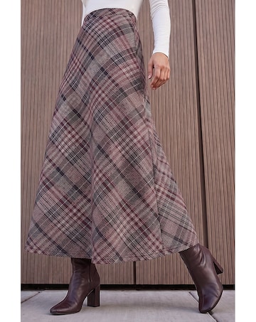 Roman Check Print Midi Skirt