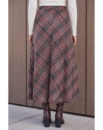Roman Check Print Midi Skirt