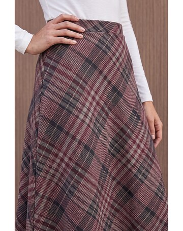Roman Check Print Midi Skirt