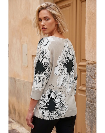 Roman Embellished Floral V-Neck Jumper