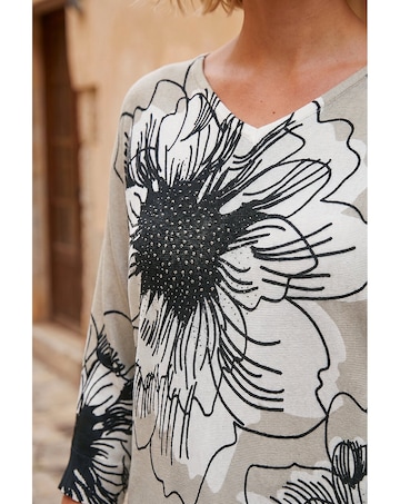 Roman Embellished Floral V-Neck Jumper