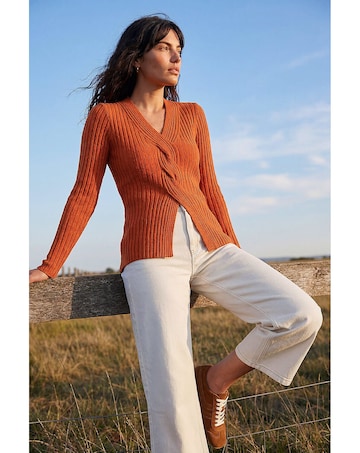 Roman Cable Rib Knit Jumper