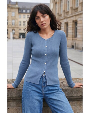 Roman Faux Pearl Ribbed Knit Jumper