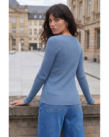 Roman Faux Pearl Ribbed Knit Jumper