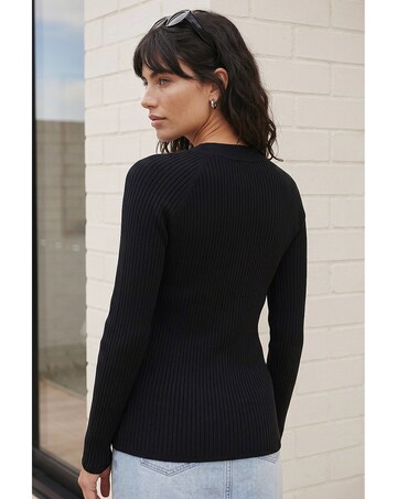 Roman Square Neck Ribbed Knit Top