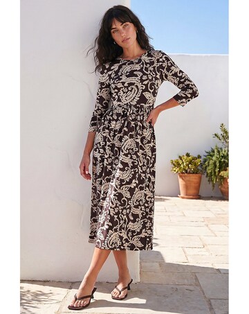 Roman Leaf Print Pocket Dress