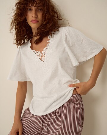Monsoon Layla V-Neck Lace Jersey Top